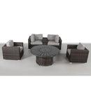 Patio Seating Group For 4 With Cushions And Fire Pit Table - Brown by HouseOfZazla