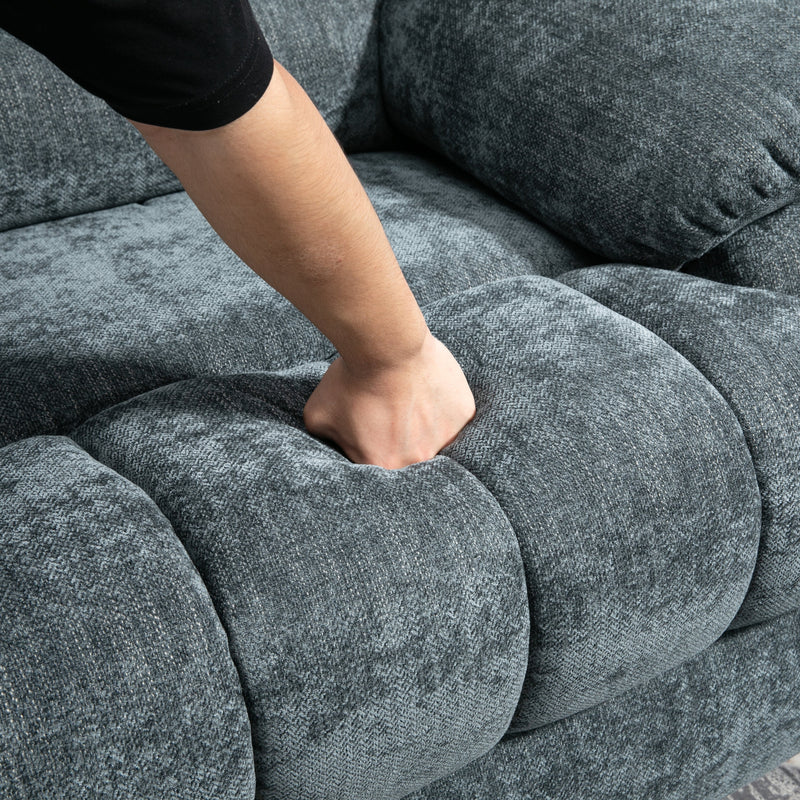 23" Seat Width and High Back Medium Size Blue Chenille Power Lift Recliner Chair with 8-Point Vibration Massage and Lumbar Heating