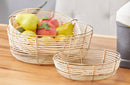 Round Coastal Metal and Bamboo Bowls with Gold Finish, Set of 3 by Decor Steals