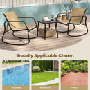 3 Piece Rocking Bistro Chairs and Side Table Set with Storage Bag-Brown by LJGDeals