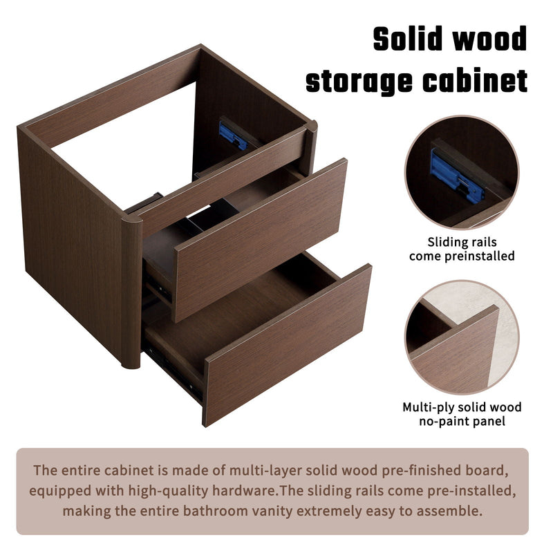 Wall Mounted Bathroom Vanity With Soft Close Drawer - Black Brown, photo 3 of 8