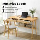 Solid Wood Writing Desk with 2 Drawers & Storage Shelf by HouseOfZazla