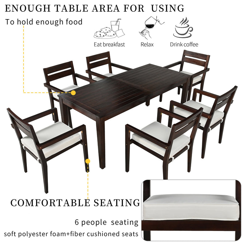 Acacia Wood Outdoor Dining Table And Chairs Suitable For Patio, Balcony Or Backyard