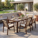 7 Piece Outdoor Acacia Wood Dining Set With Cushions