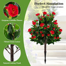31 Inches Artificial Camellia Tree Set 2 Pack Fake Flower Trees-Green by LJGDeals