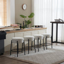 24" Tall, Round Bar Stools, Set of 2 - Contemporary upholstered dining stools for kitchens, coffee shops and bar stores - Includes sturdy hardware support legs