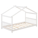 3-Piece Kid’s Room Bundle: Twin Size Wooden House Bed + Kid's Table and Chairs Set + Kids 2-Shelf Bookcase