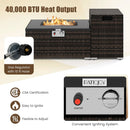 2-Piece Outdoor Rattan Fire Table Set 32 Inch Rectangle Gas Firepit with Tank Cover by LJGDeals