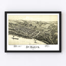 Vintage Map of St. Mary's, West Virginia 1899