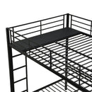 Modern Metal Triple Bunk Bed With Vertical Ladder, Safety Rail, And Storage Shelf - Black by HouseOfZazla