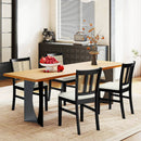 Farmhouse Rattan Dining Chair Set of 2 with Rubber Wood Legs and Cane Back-Beige by LJGDeals
