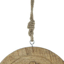Wooden Hanging Circle With Snowflake Cut Christmas Ornaments (Set of 12)