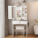 Space Saving Makeup Vanity Desk With Mirror & Adjustable LED Lights by HouseOfZazla