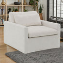 Frederick Ivory Fabric Swivel Chair with Pillow