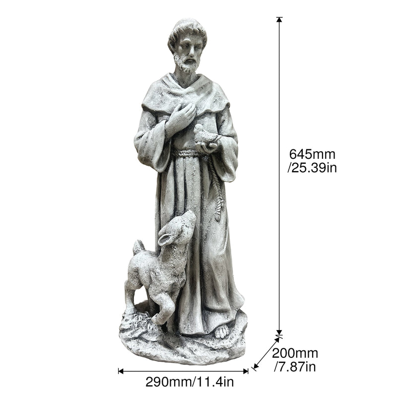 Magnesium Oxide Saint Statue With Lamb Weatherproof Religious Sculpture, photo 3 of 7