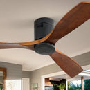 Ceiling Fan With 3 Solid Blades, Remote Controlled Reversible DC Motor - Black by Unique Piece Furniture