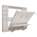 Queen Size Murphy Wall Bed With Side Storage Cabinets - White by HouseOfZazla