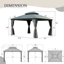10' x 12' Hardtop Gazebo Outdoor Metal Gazebo with Galvanized Steel Double Roof Canopy, Aluminum Frame, Curtains and by HouseOfZazla