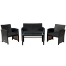 4 Pieces Patio Rattan Cushioned Furniture Set with Coffee Table-Black by LJGDeals