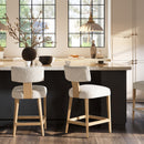 Penny - Round Arched Upholstered Counter Stool (Set of 2) - Travertine Beige by HouseOfZazla