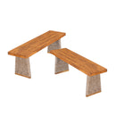 Outdoor Acacia Wood Bench Set of 2 with Teak Finish by HouseOfZazla