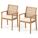 Outdoor Patio Dining Chairs Set of 2 with Removable Padded Cushion and Slatted Backrest-Beige by LJGDeals