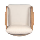 Outdoor Lounge Chair With Woven Backrest, Solid Wood Frame, Comfortable Cushions