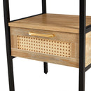 15.75" Rattan End table with drawer, Modern nightstand, metal legs,side table for living room, bedroom,natural(1 pc)