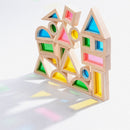 24 Pcs Rainbow Acrylic Sensory Wooden Building Blocks by Green Elephant Home and Toys
