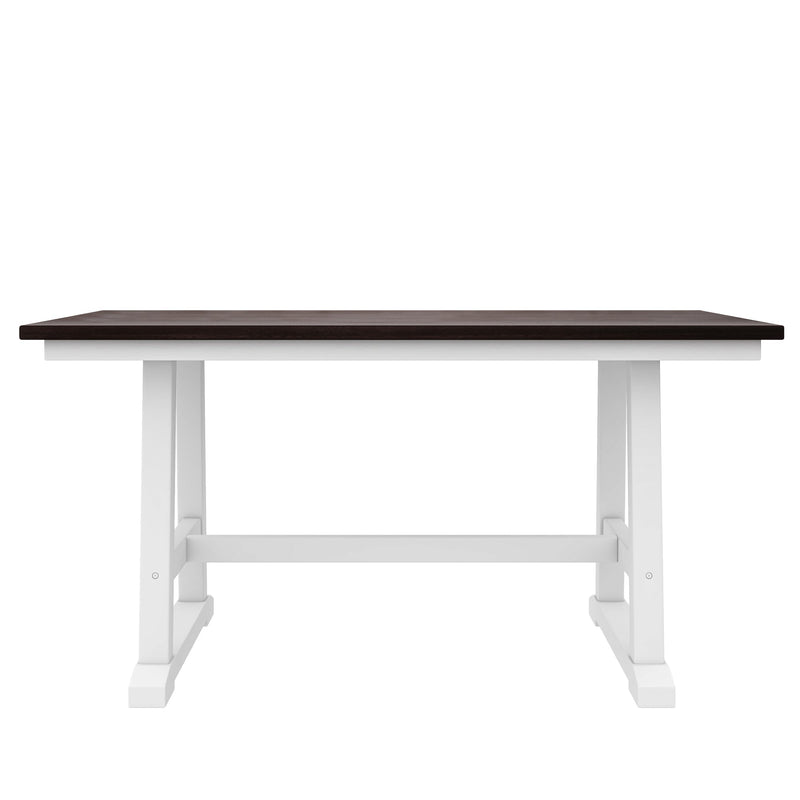 6-Piece Wood Dining Table Set Kitchen Table Set with Long Bench and 4 Dining Chairs, Farmhouse Style, Walnut+White