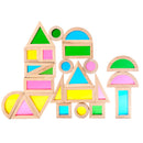 24 Pcs Rainbow Acrylic Sensory Wooden Building Blocks by Green Elephant Home and Toys