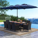10 Piece Outdoor Patio Dining Set with 15 Feet Double-Sided Twin Umbrella by LJGDeals