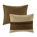 7 PC Pieced Faux Suede Comforter Set Natural Queen