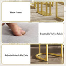 5 Pcs Bar Table and Chairs Set, Modern Gold White Table with 4 Velvet Cushion Bar Stools, Kitchen Counter High Top Table, Breakfast Table Set, Space Saving Table for Home & Kitchen, Gold Frame