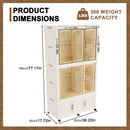 Portable Wardrobe Closet Storage Organizer For Clothes, 9 Magnetic Doors With 9 Cubes & 2 Hanging Rods, 6 Hangers - Cream White