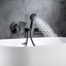 3 Hole Wall Mount Widespread Bathroom Waterfall Bathtub Faucet Mixer Taps with Hand Shower