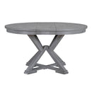 5-Piece Retro Functional Dining Table Set Extendable Round Table and 4 Upholstered Chairs for Dining Room and Living Room (Grey)