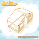 Twin Size House Bed with LED Lights Montessori Slat-free Floor Bed by LJGDeals