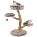 Cat Tree Solid Pear Wood with Perch and Natural Jute Scratching Posts-Brown by LJGDeals