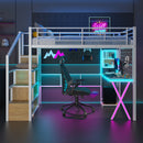 Loft Bed With Built In Work Station, Wardrobe, Storage Staircase And LED by HouseOfZazla