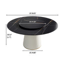 Modern Artificial Stone Round Plywood Base Dining Table, Can Accommodate 8 People Artificial Stone Turntable (Not Including Chairs) - Black / Beige by HouseOfZazla