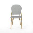 Outdoor Rattan And Aluminum Armless French Bistro Chairs (Set of 2) - Dark Gray