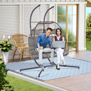 2 Person Outdoor Rattan Hanging Chair Patio Wicker Egg Chair