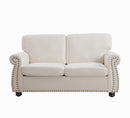 Soft Loveseat, Upholstered 2 Seater Couch, Loose Back Cushions And Turned Legs by HouseOfZazla
