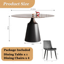 Round Dining Table And 4 Chair Set With Ergonomic Chairs - Black by HouseOfZazla