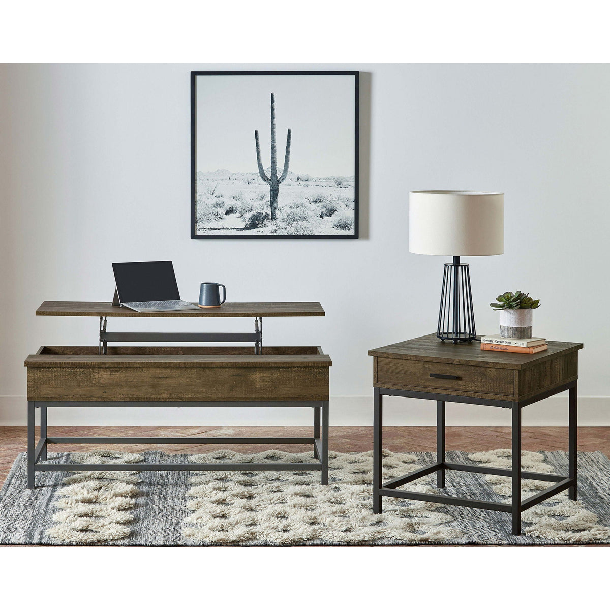 Square End Table With 1 Drawer - Brown, photo 2 of 5