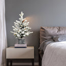 4.5FT Flocked Christmas Tree with Pot Base and LED Lights