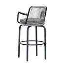 Outdoor Patio Bar Stools 29"H Set of 2, Modern Woven Rattan Rope Bar Height Chair by HouseOfZazla