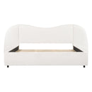King Size Upholstered Bed Frame With Boucle Fabric Curved And Wide Headboard by HouseOfZazla