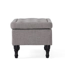 Dean Fabric Storage Wide Tufted Rectangle Ottoman - Gray by HouseOfZazla